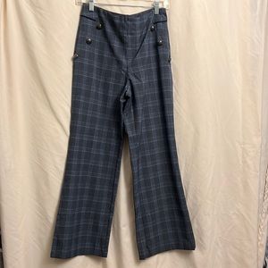 ROZ & ALI BLUE PLAID PULL ON TROUSERS